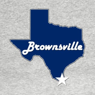 City of Brownsville Texas Lone Star State Map Navy Blue T-Shirt